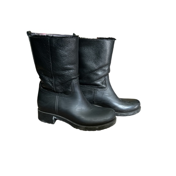 LK Bennett leather sheerling Rain Boots 37 half calf black - Picture 2 of 5